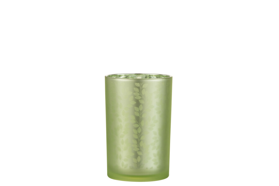 Theelicht glas blad groen Large