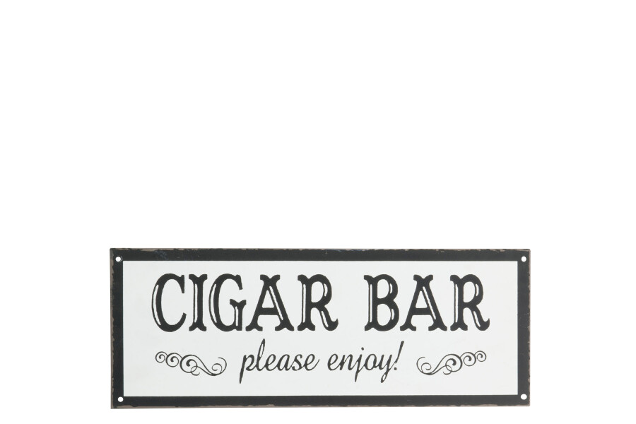 Plakkaat cigar bar metaal zwart/wit