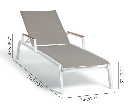 Lounger with teak arm - double layer selecta AF08
