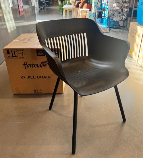 Tuinstoel kunsstof zwart JILL SET VAN 2