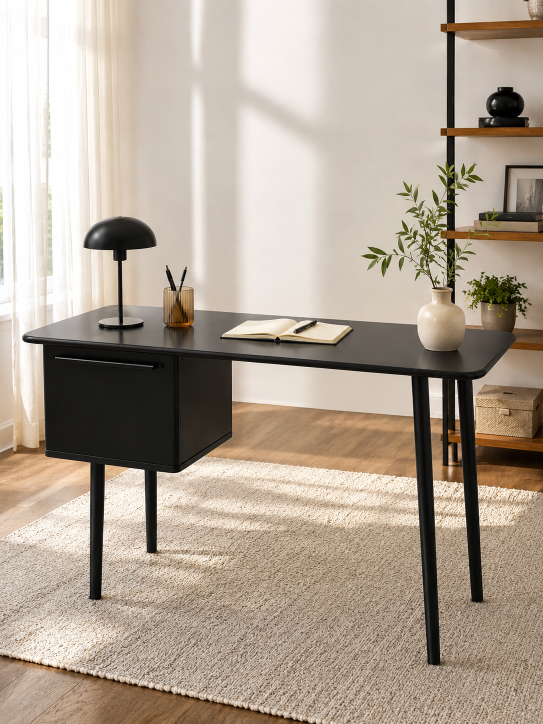 Bureau tafel zwart met 1 deur